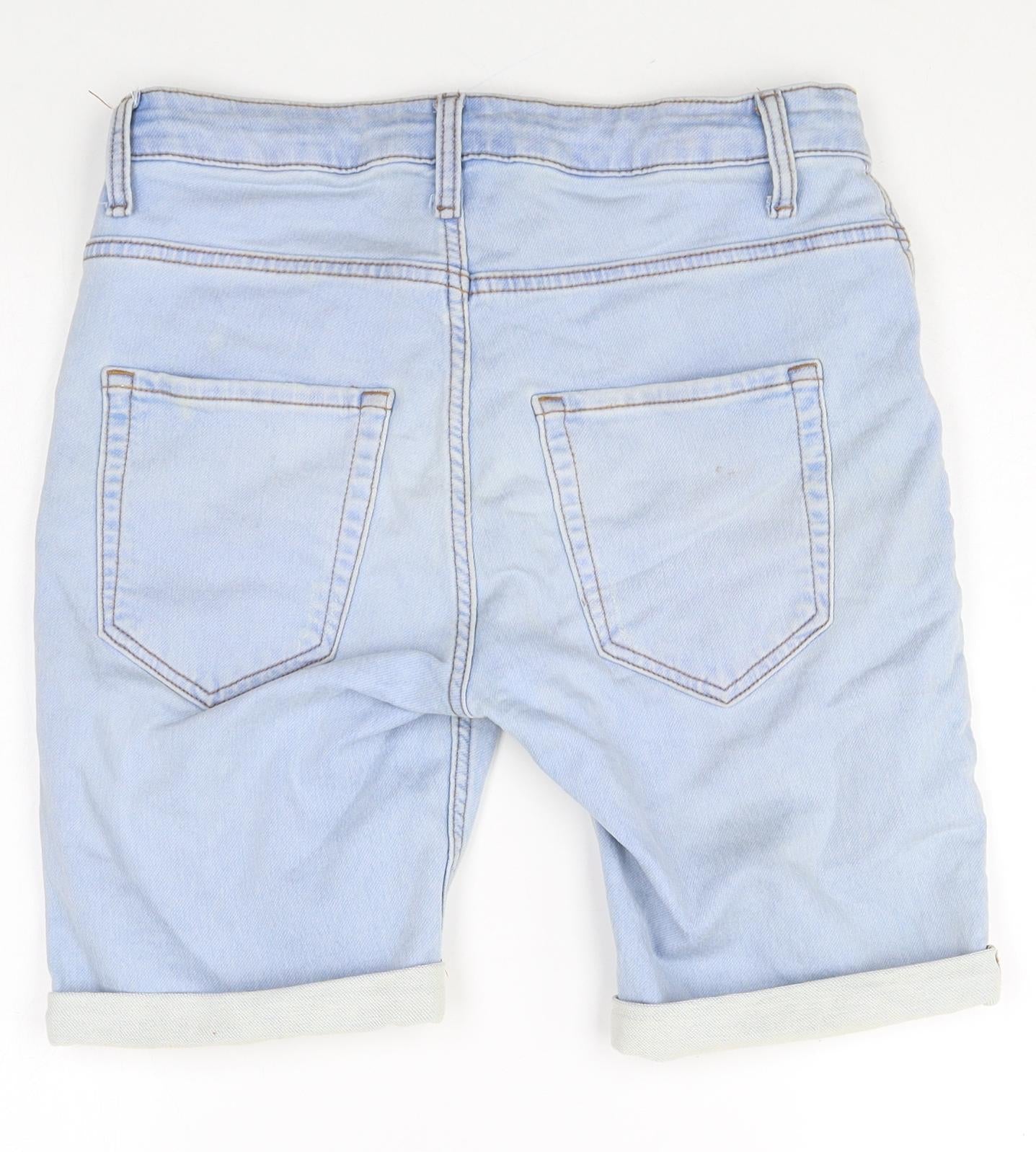 Denim Co Mens Blue Cotton Biker Shorts Size 30 in Regular Drawstring