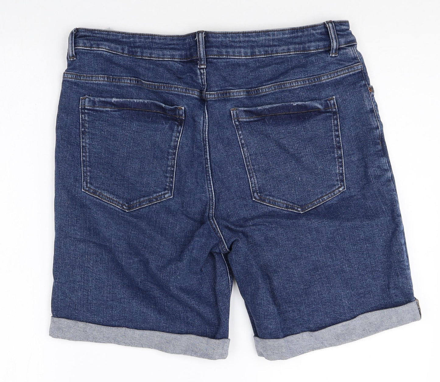 Marks and Spencer Womens Blue Cotton Bermuda Shorts Size 14 Regular Zip