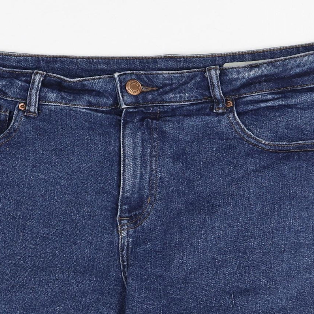 Marks and Spencer Womens Blue Cotton Bermuda Shorts Size 14 Regular Zip