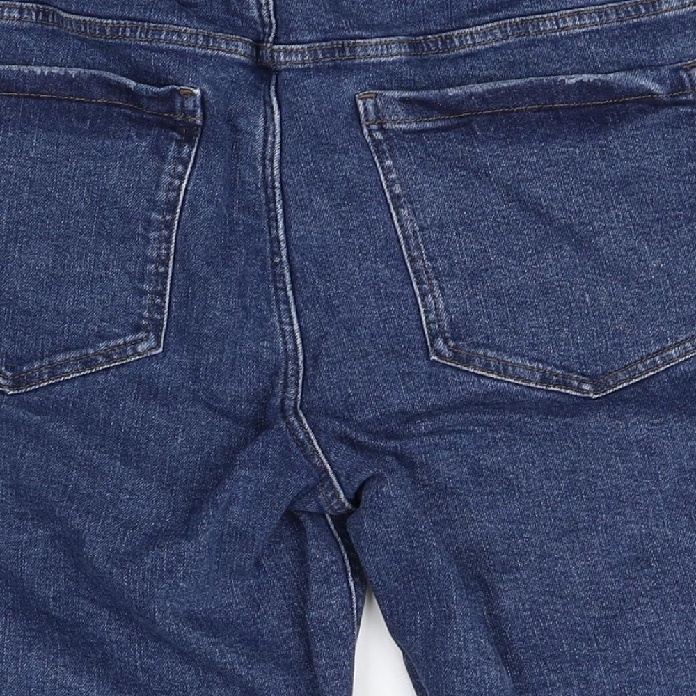 Marks and Spencer Womens Blue Cotton Bermuda Shorts Size 14 Regular Zip