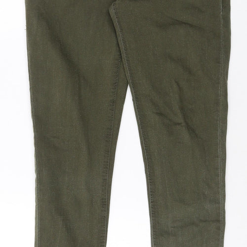 Topshop Womens Green Cotton Trousers Size 32 in Regular Zip