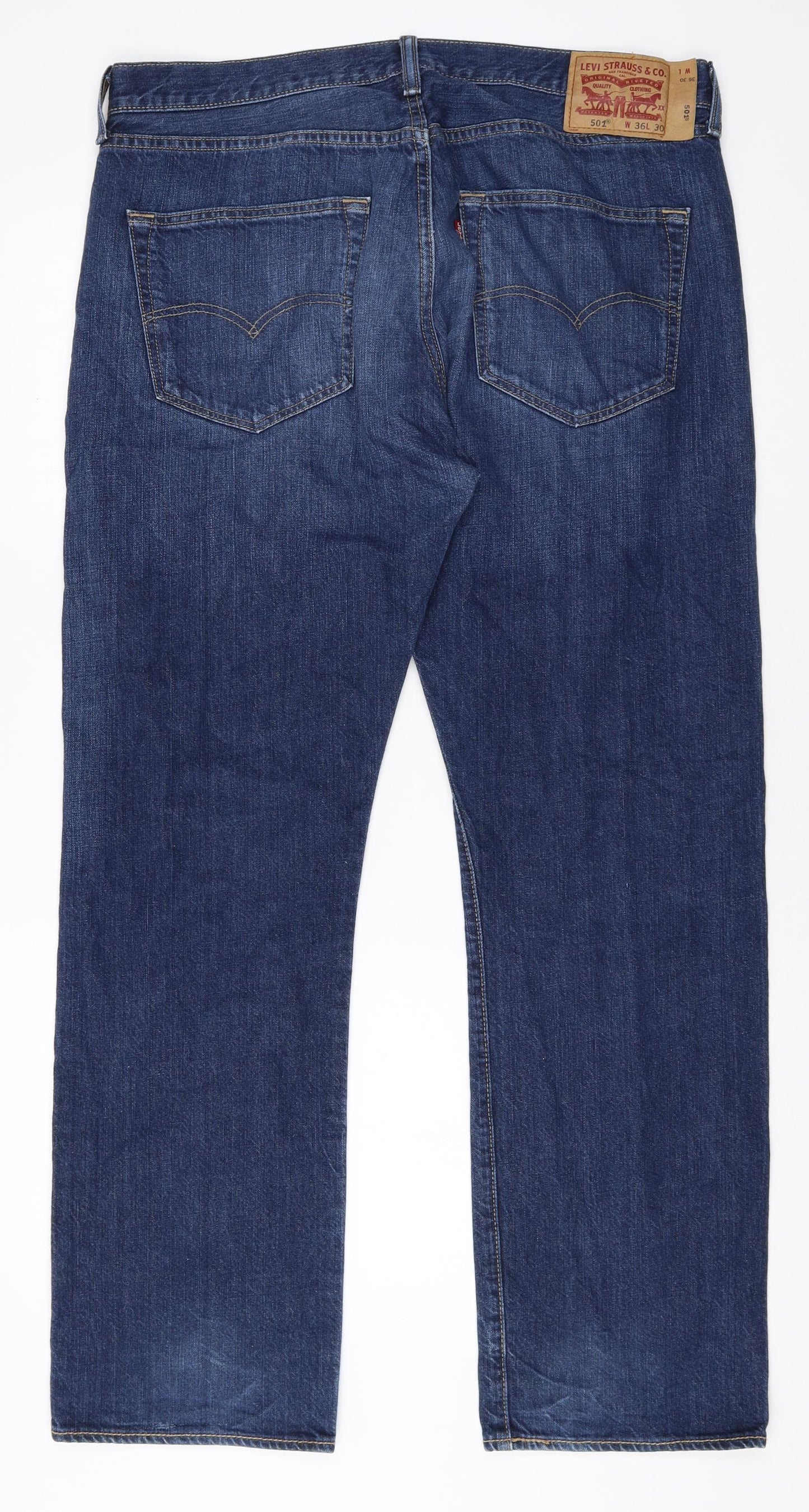 Levi's Mens Blue Cotton Straight Jeans Size 36 in Regular Zip