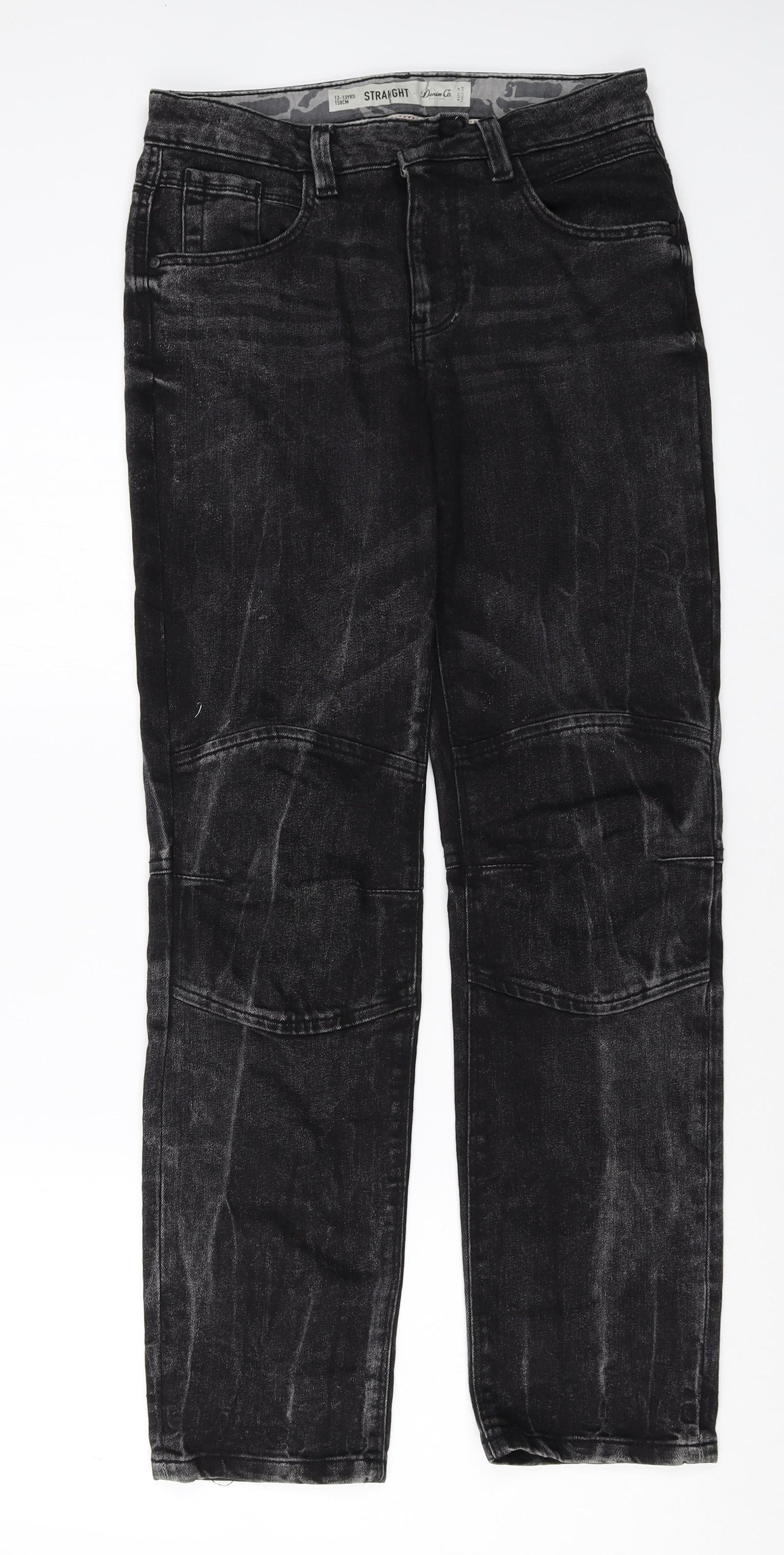 Denim Co Girls Black Cotton Straight Jeans Size 12-13 Years Regular Zip