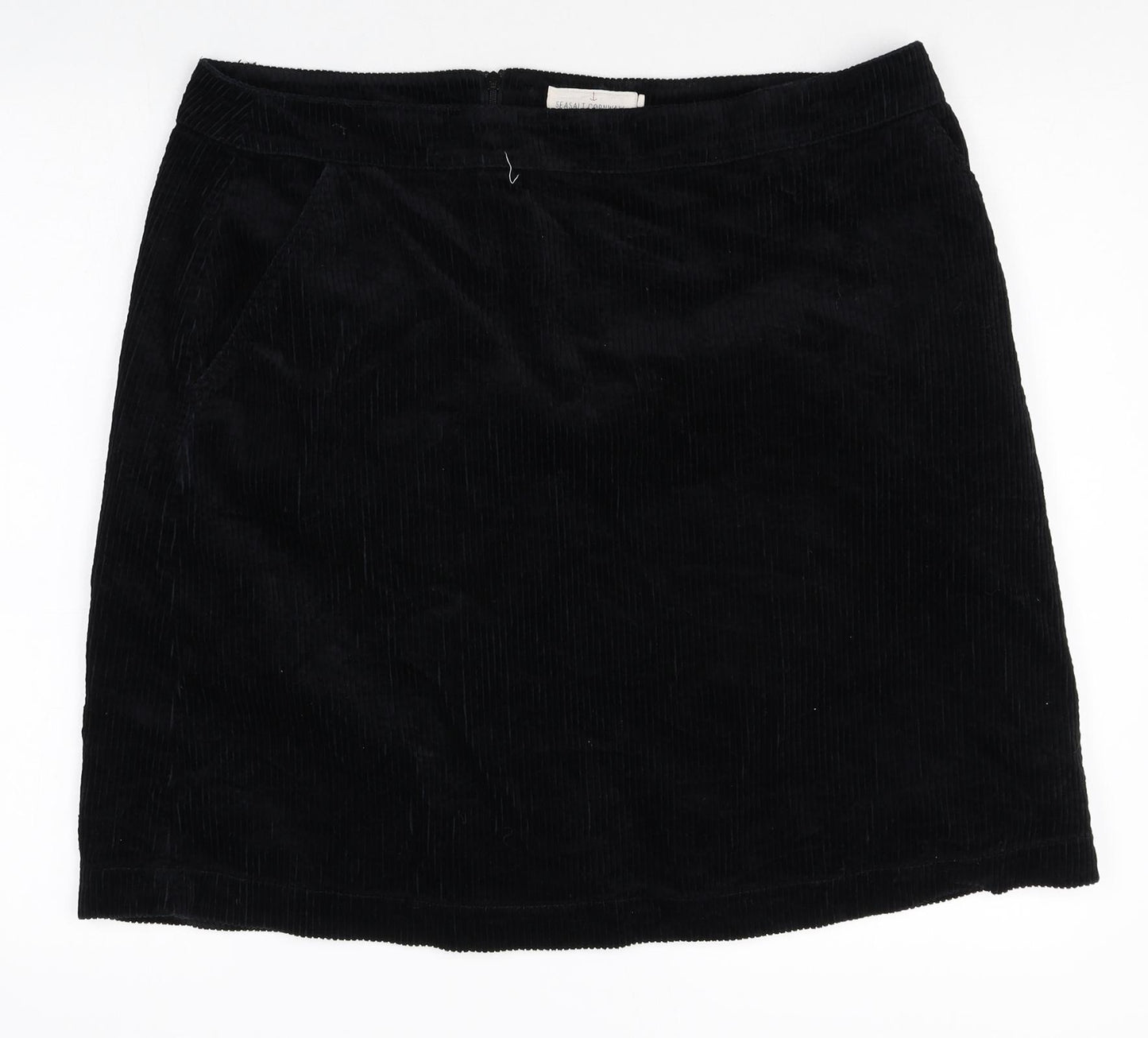 Seasalt Womens Black Cotton Straight & Pencil Skirt Size 38 in Zip