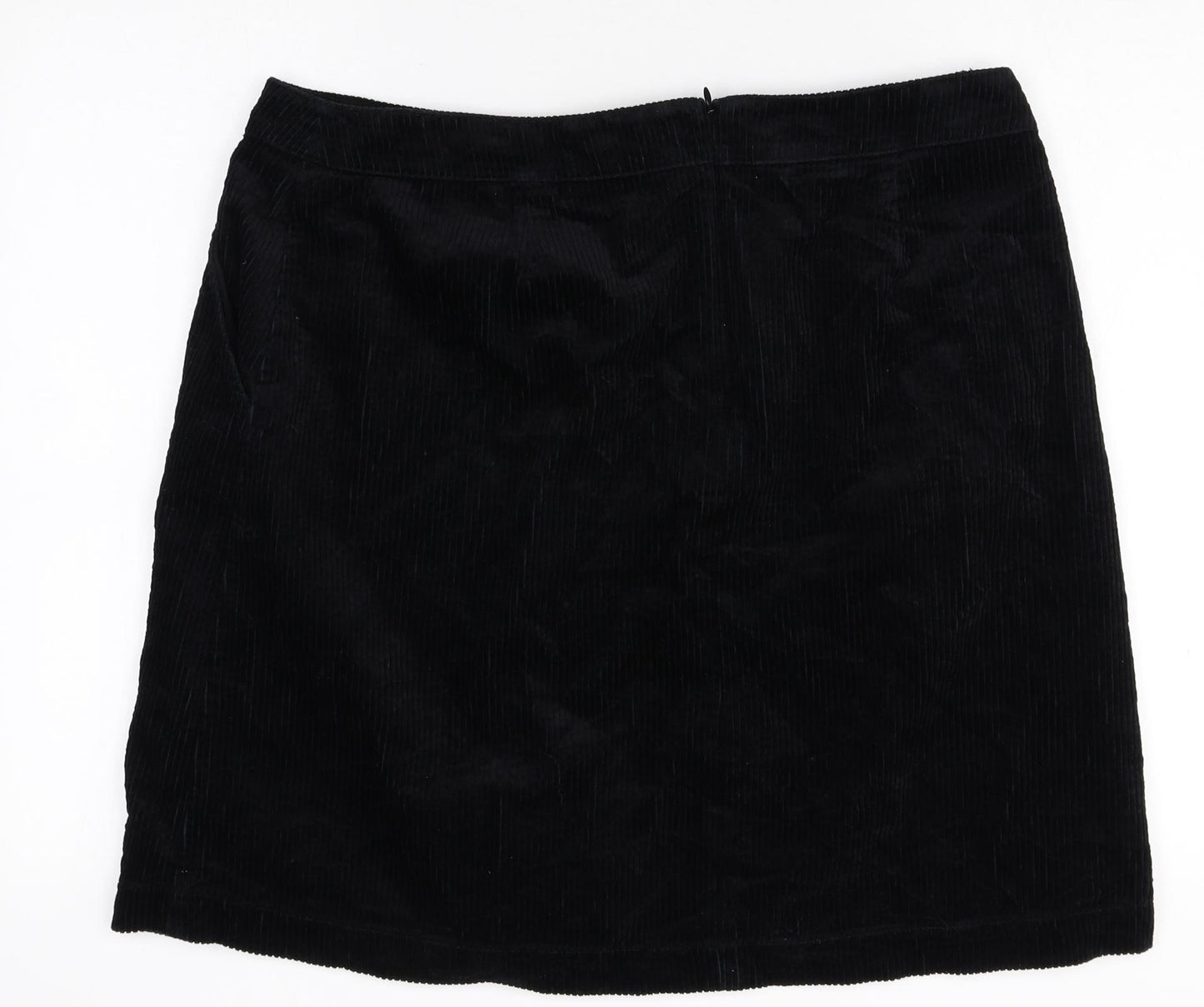 Seasalt Womens Black Cotton Straight & Pencil Skirt Size 38 in Zip