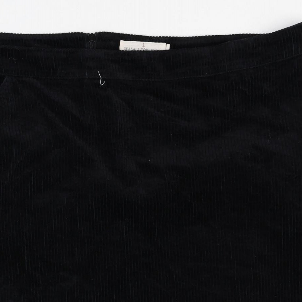 Seasalt Womens Black Cotton Straight & Pencil Skirt Size 38 in Zip