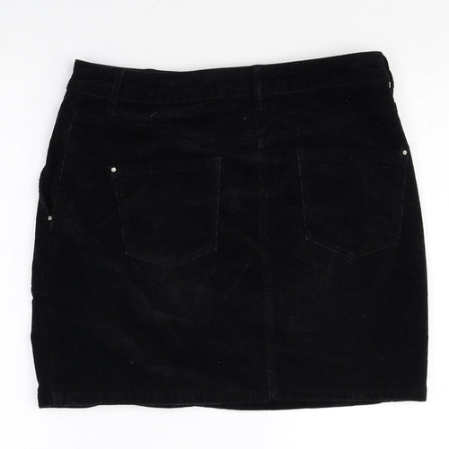 Dorothy Perkins Womens Black Cotton Straight & Pencil Skirt Size 12 Zip