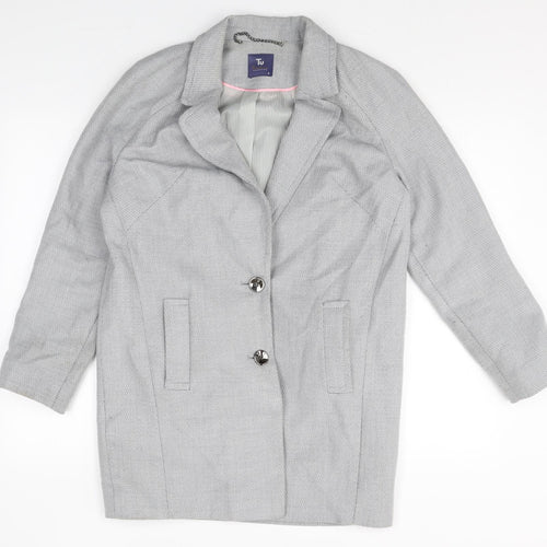 TU Womens Grey Polyester Jacket Blazer Size 8