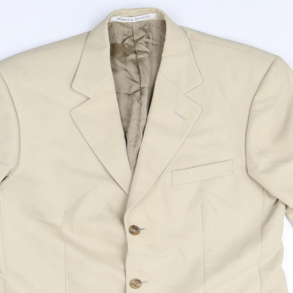 Marks and Spencer Mens Beige Modal Jacket Blazer Size 38 Regular