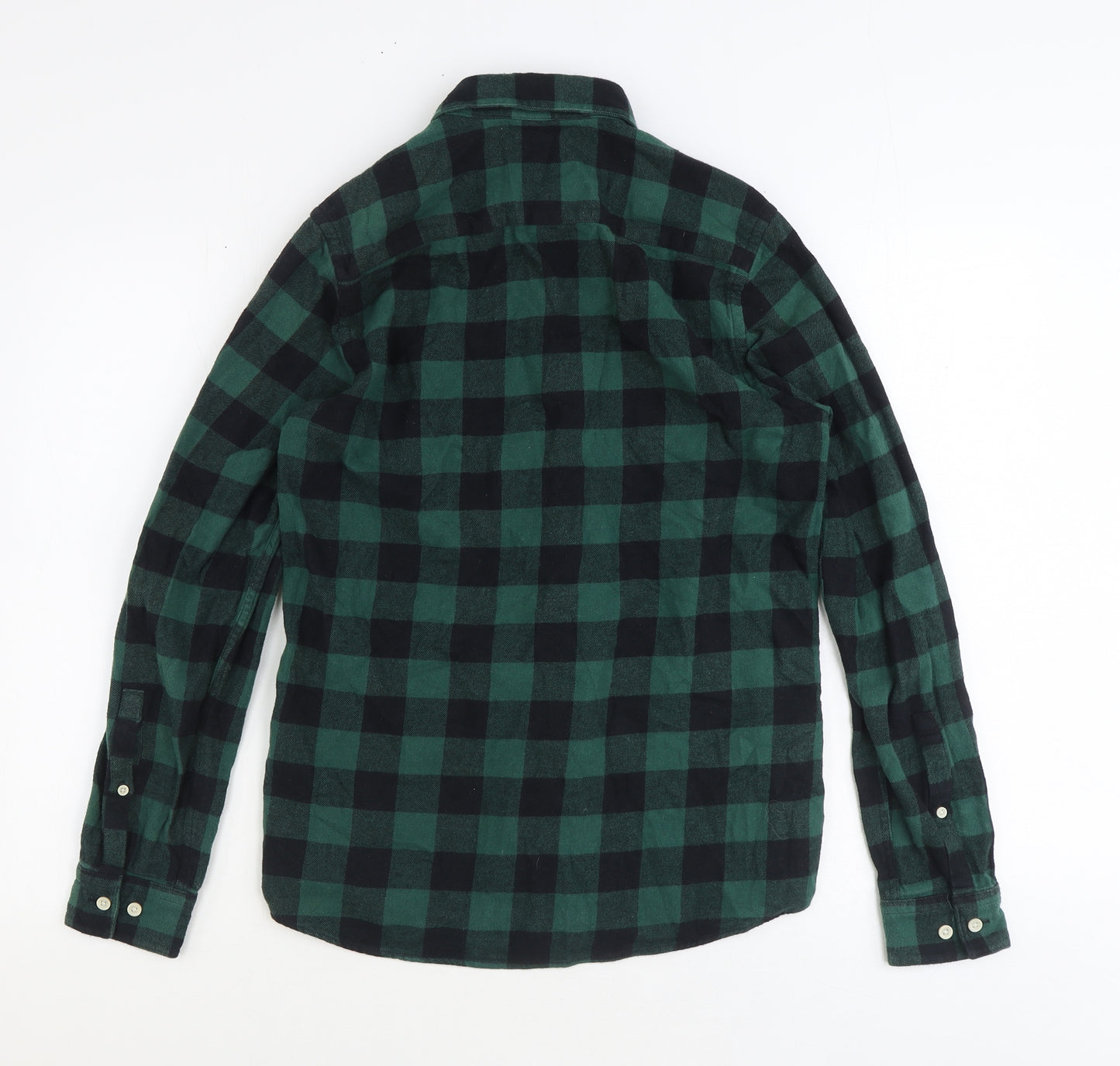 ASOS Mens Green Check Cotton Button-Up Size S Collared Button