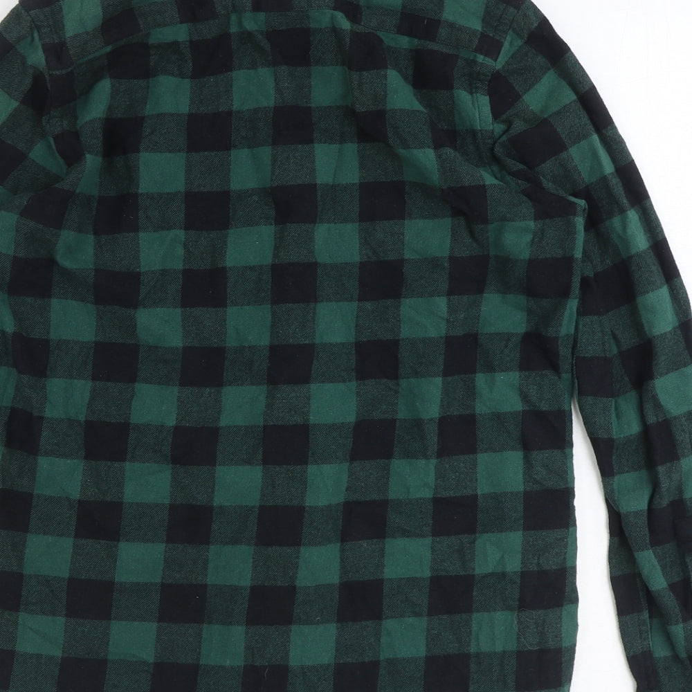 ASOS Mens Green Check Cotton Button-Up Size S Collared Button