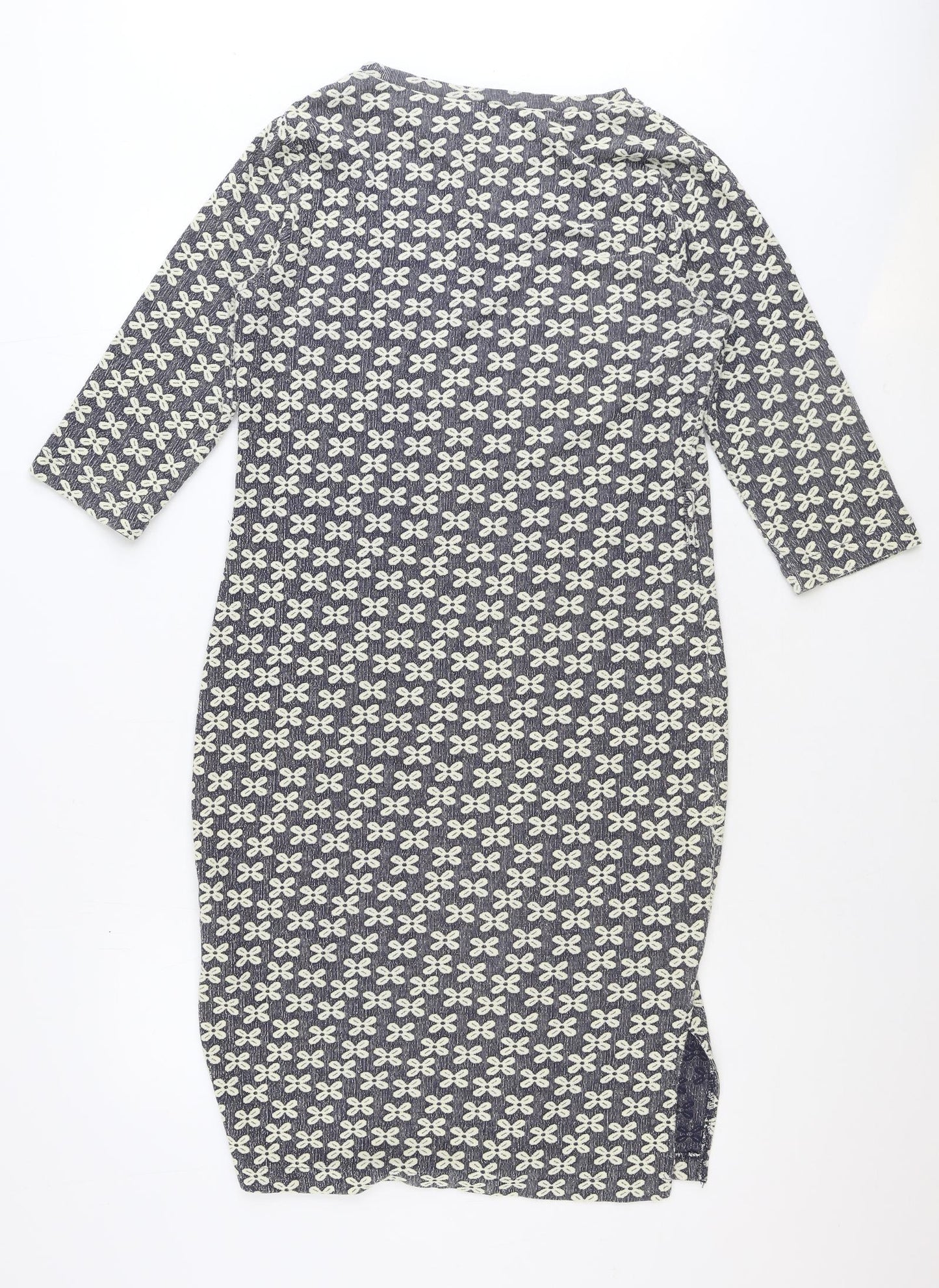 NEXT Womens Grey Floral Polyester Sheath Size 14 Boat Neck Pullover