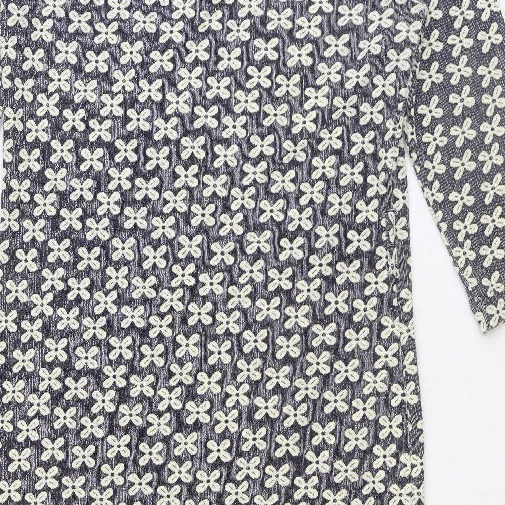 NEXT Womens Grey Floral Polyester Sheath Size 14 Boat Neck Pullover