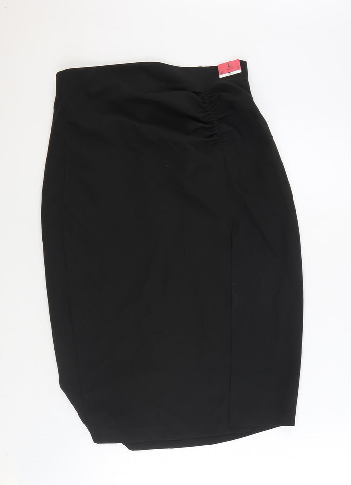 Lefties Womens Black Polyester Straight & Pencil Skirt Size L Zip