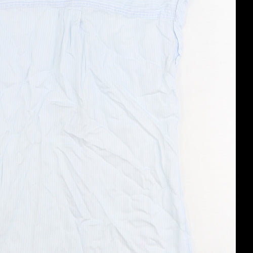 DEX Womens Blue Striped Polyester Basic Button-Up Size S Collared