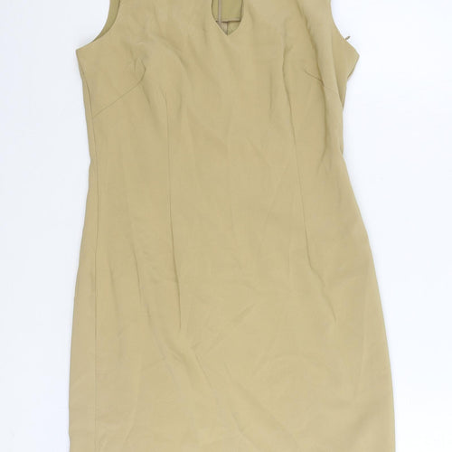 Ronni Nicole Womens Beige Polyester Pencil Dress Size 6 Boat Neck Zip
