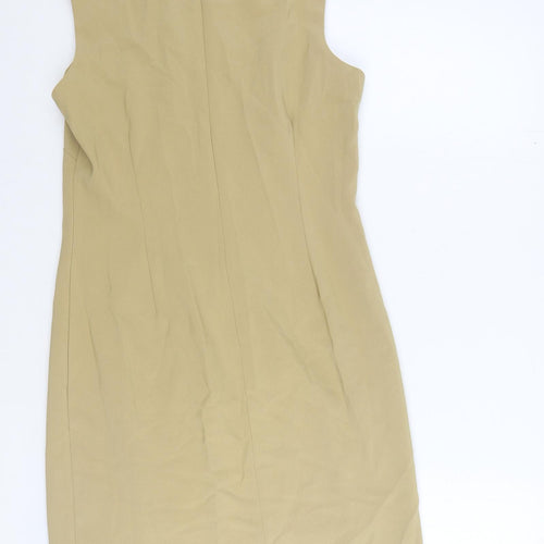 Ronni Nicole Womens Beige Polyester Pencil Dress Size 6 Boat Neck Zip