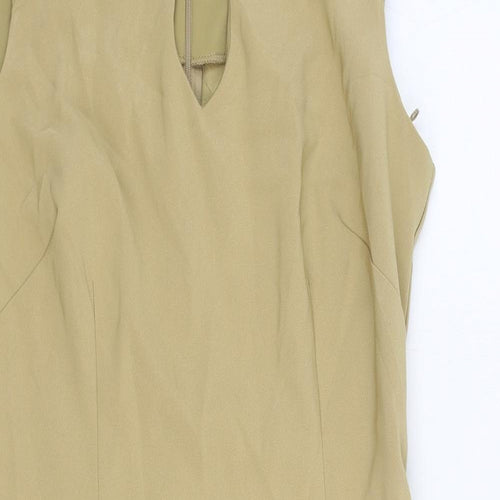 Ronni Nicole Womens Beige Polyester Pencil Dress Size 6 Boat Neck Zip