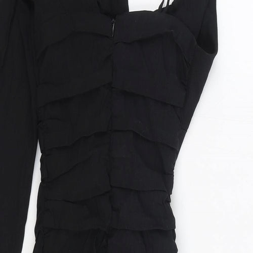 Zara Womens Black Linen Mini Size XS One Shoulder Zip