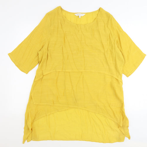Apricot Womens Yellow Viscose Tunic Blouse Size 16 Scoop Neck