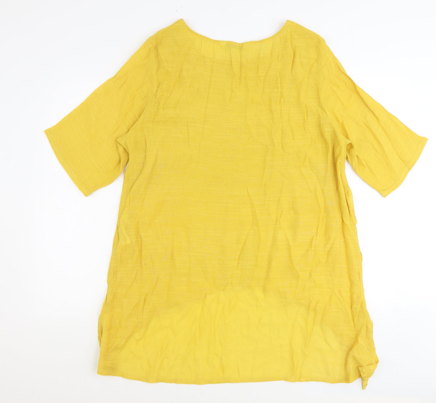 Apricot Womens Yellow Viscose Tunic Blouse Size 16 Scoop Neck