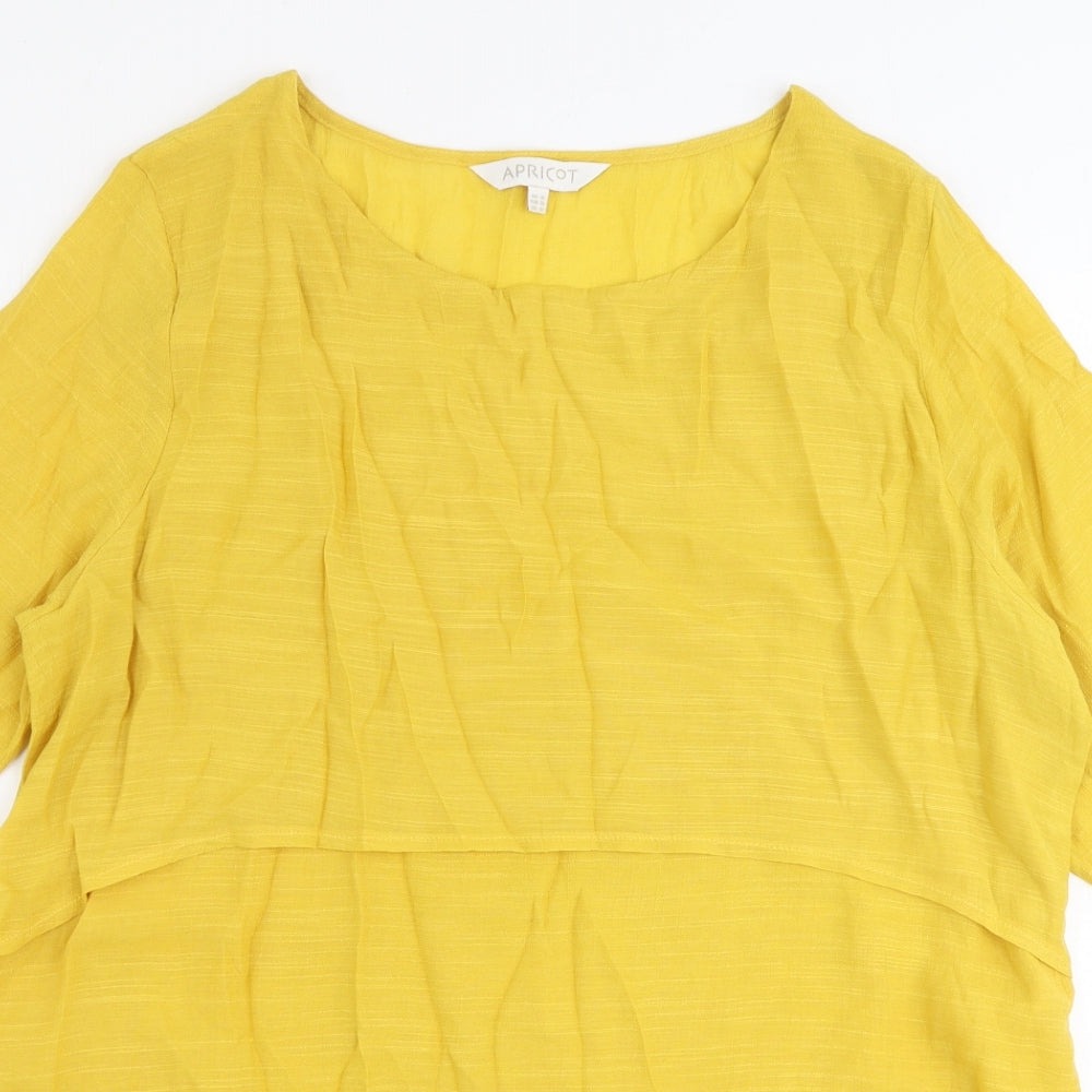 Apricot Womens Yellow Viscose Tunic Blouse Size 16 Scoop Neck