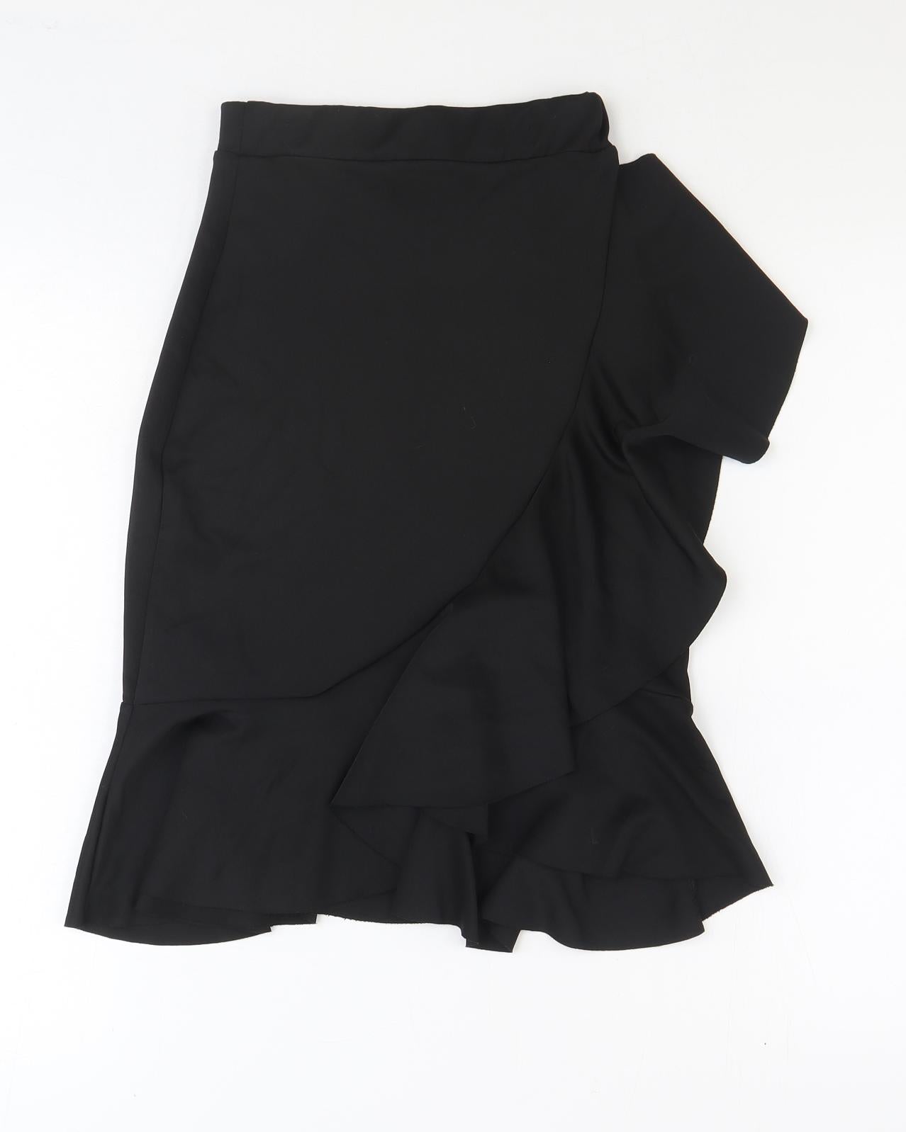 New Look Womens Black Polyester A-Line Skirt Size 8