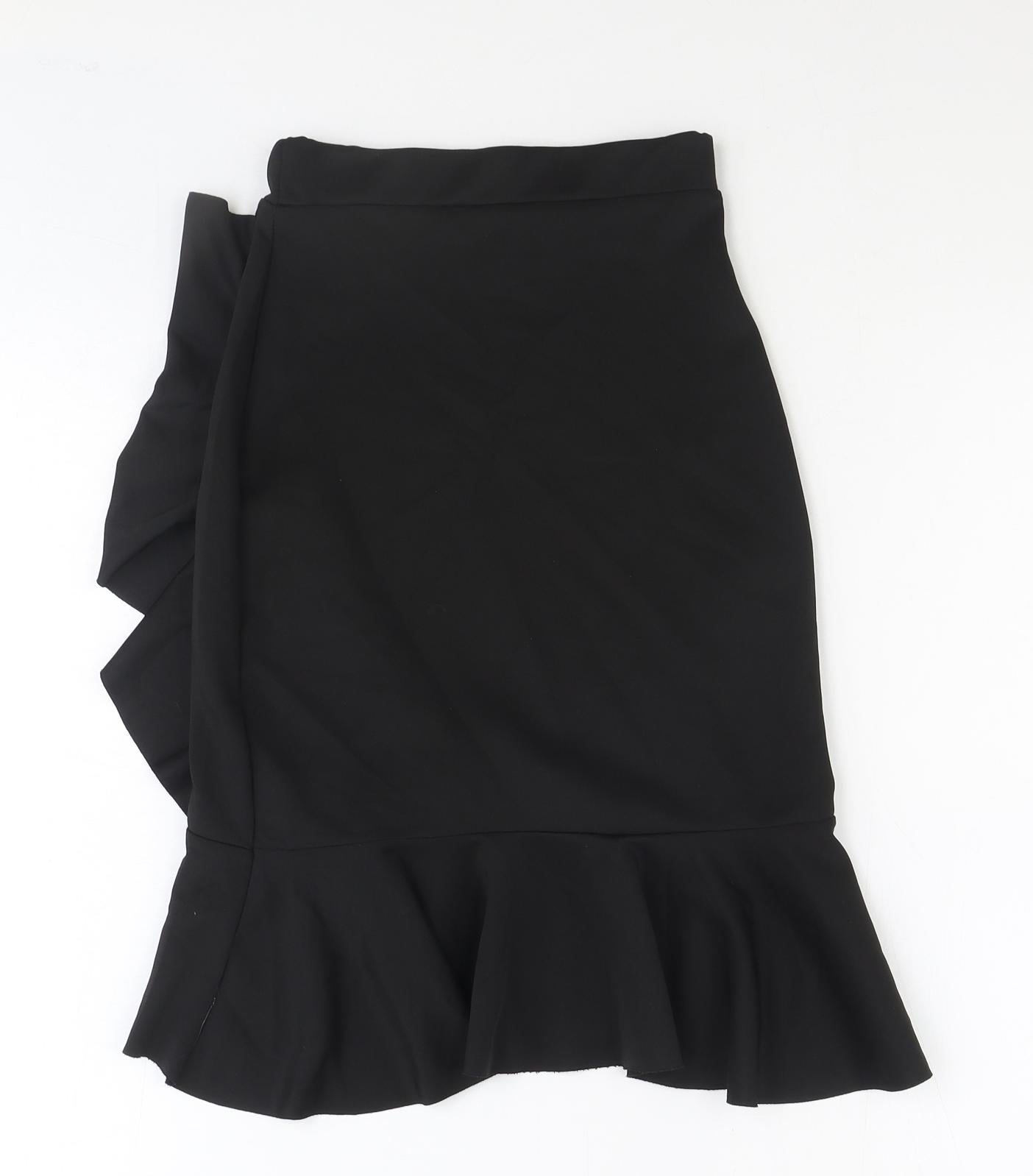 New Look Womens Black Polyester A-Line Skirt Size 8
