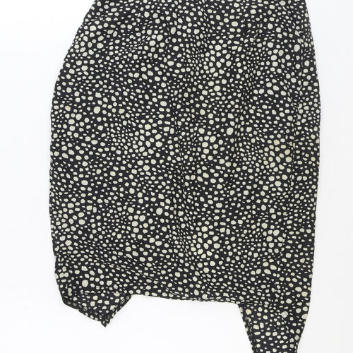 Missguided Womens Black Animal Print Polyester Wrap Skirt Size 8 Zip - Asymmetric
