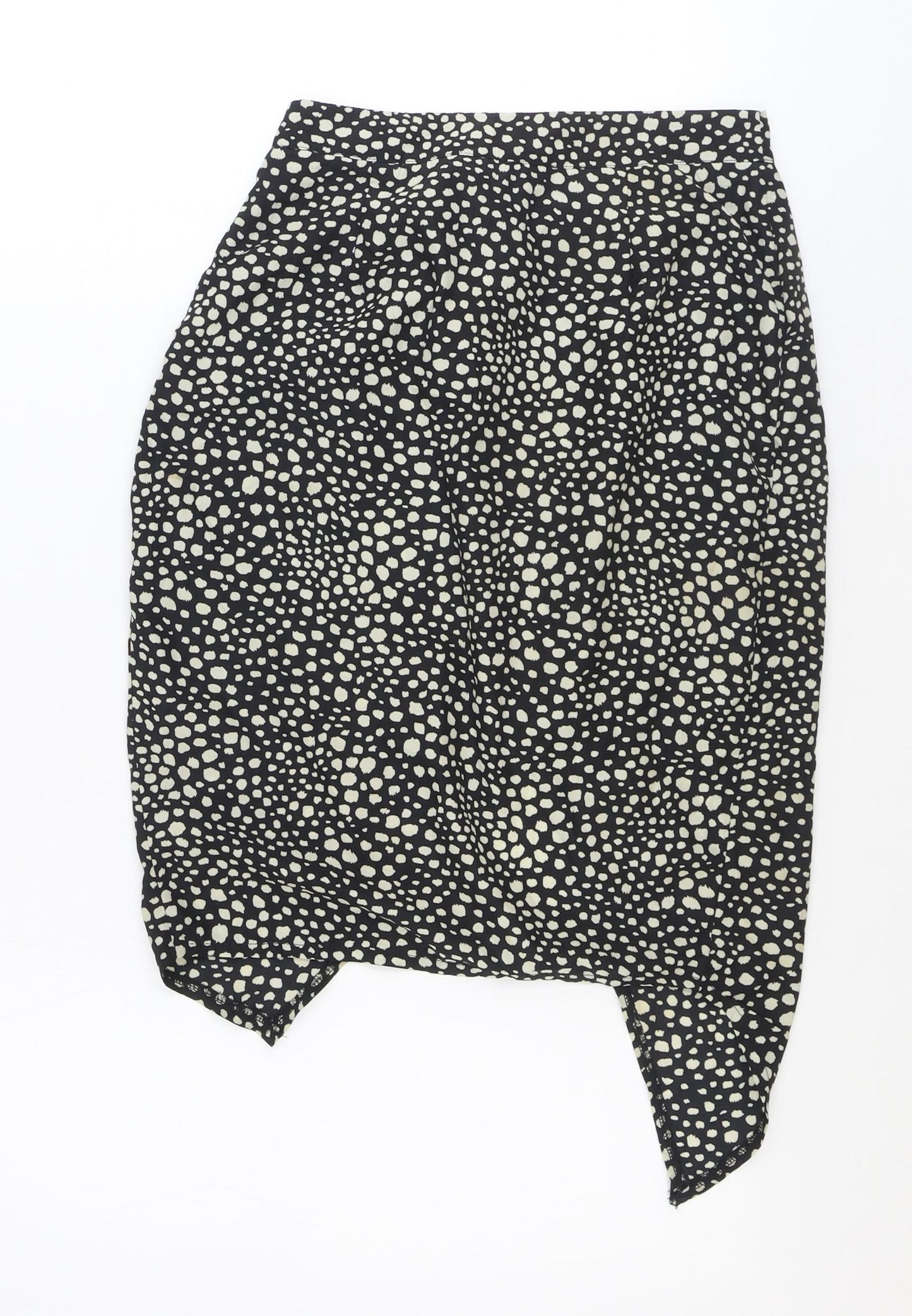 Missguided Womens Black Animal Print Polyester Wrap Skirt Size 8 Zip - Asymmetric