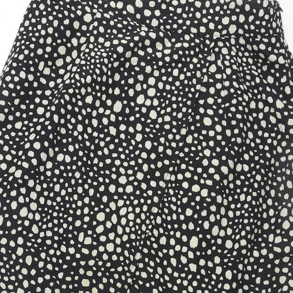 Missguided Womens Black Animal Print Polyester Wrap Skirt Size 8 Zip - Asymmetric