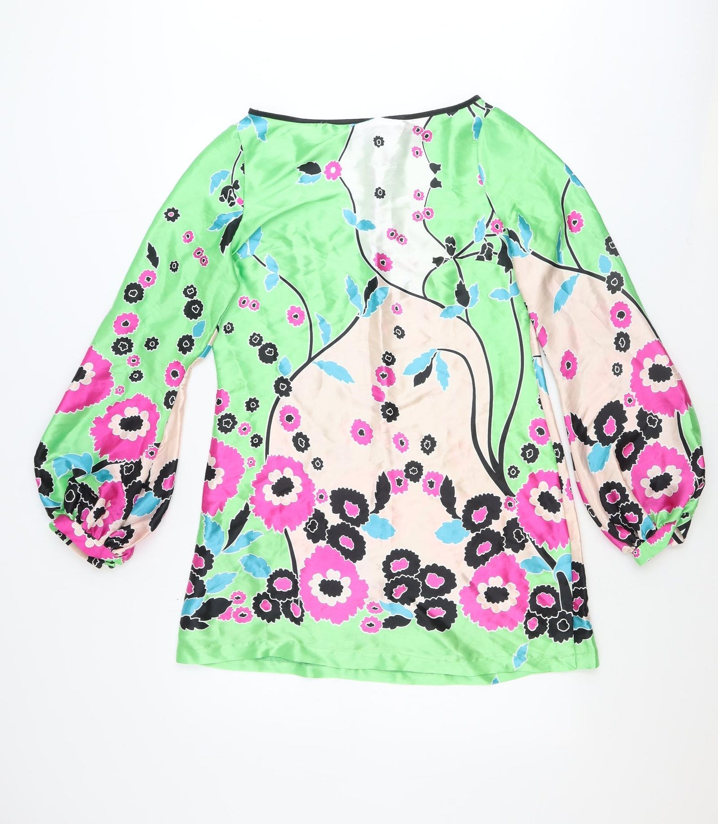 Elise Ryan Womens Multicoloured Floral Polyester Mini Size M Boat Neck Pullover