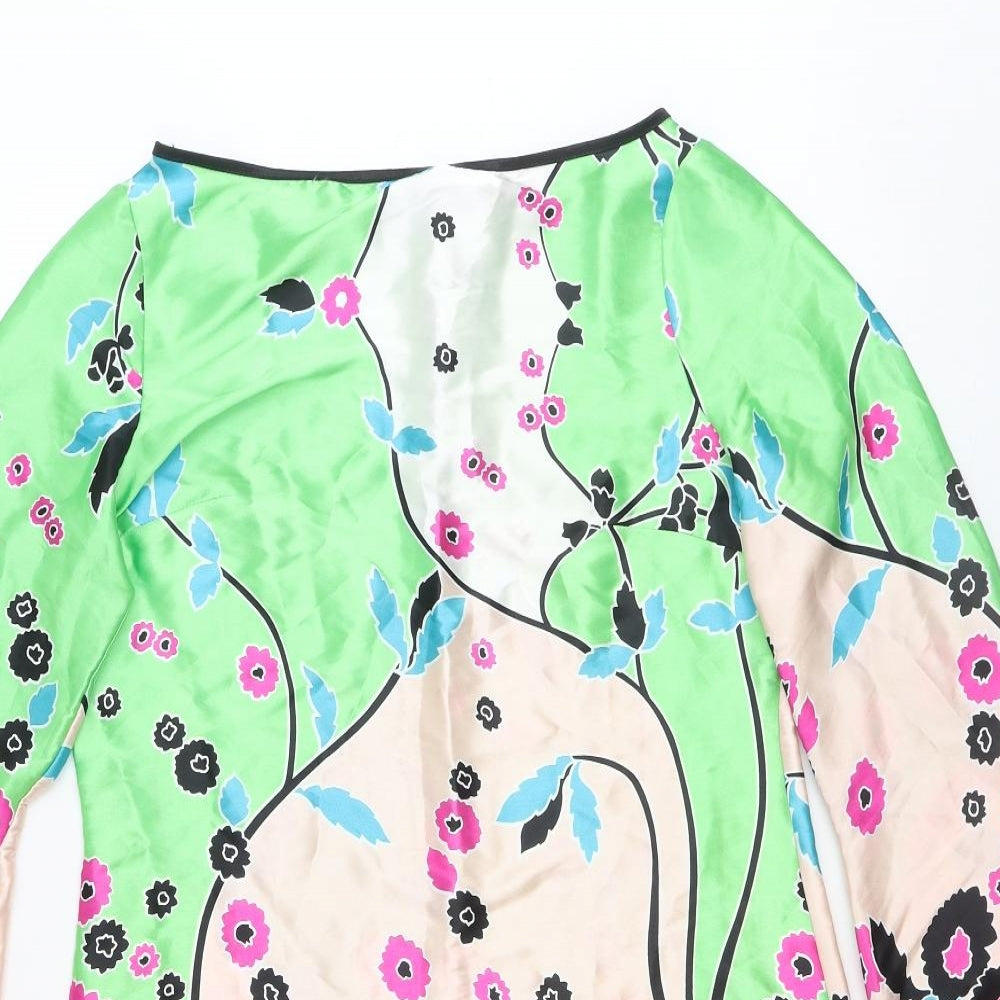 Elise Ryan Womens Multicoloured Floral Polyester Mini Size M Boat Neck Pullover