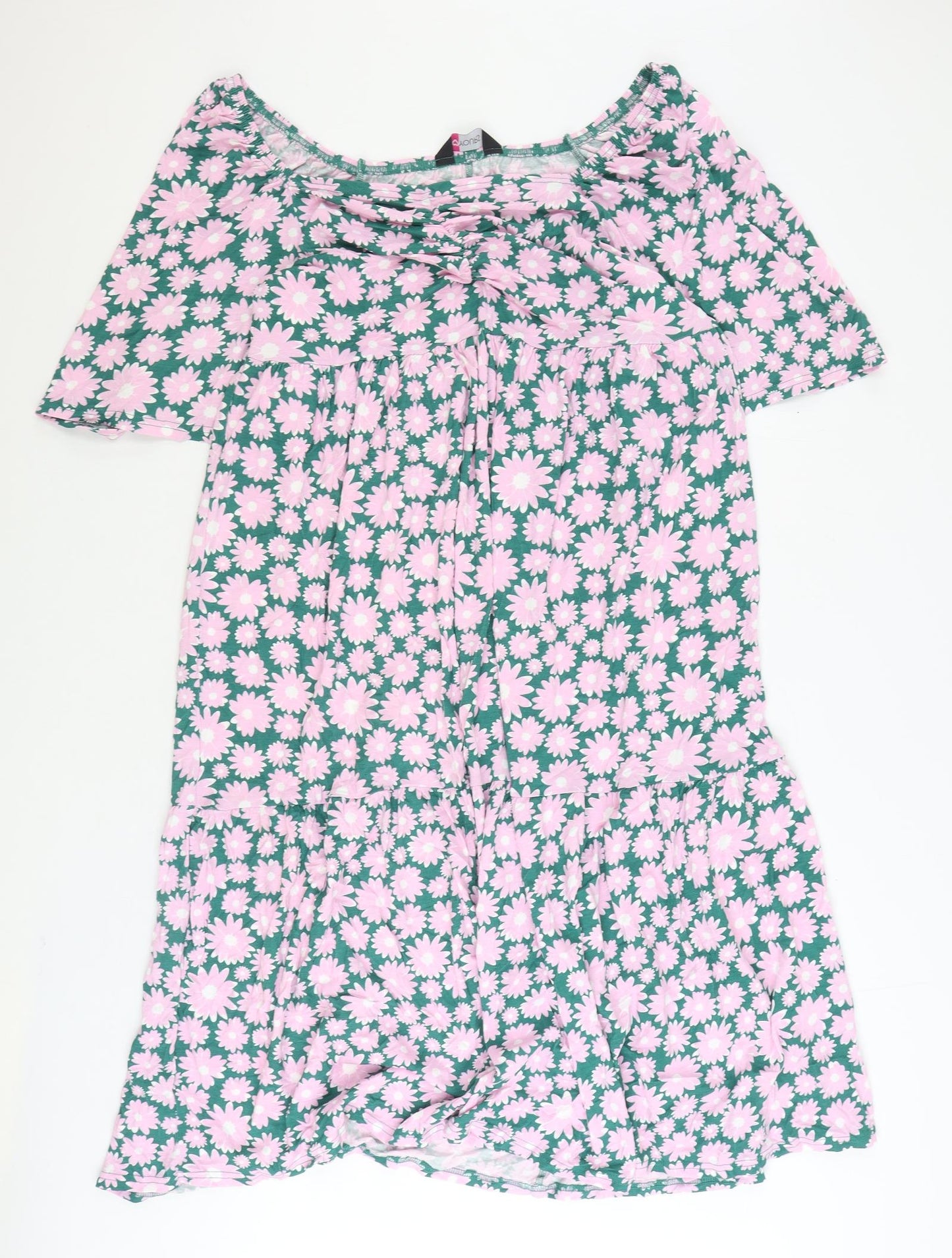 Yours Womens Pink Floral Viscose A-Line Size 16 Off the Shoulder Pullover