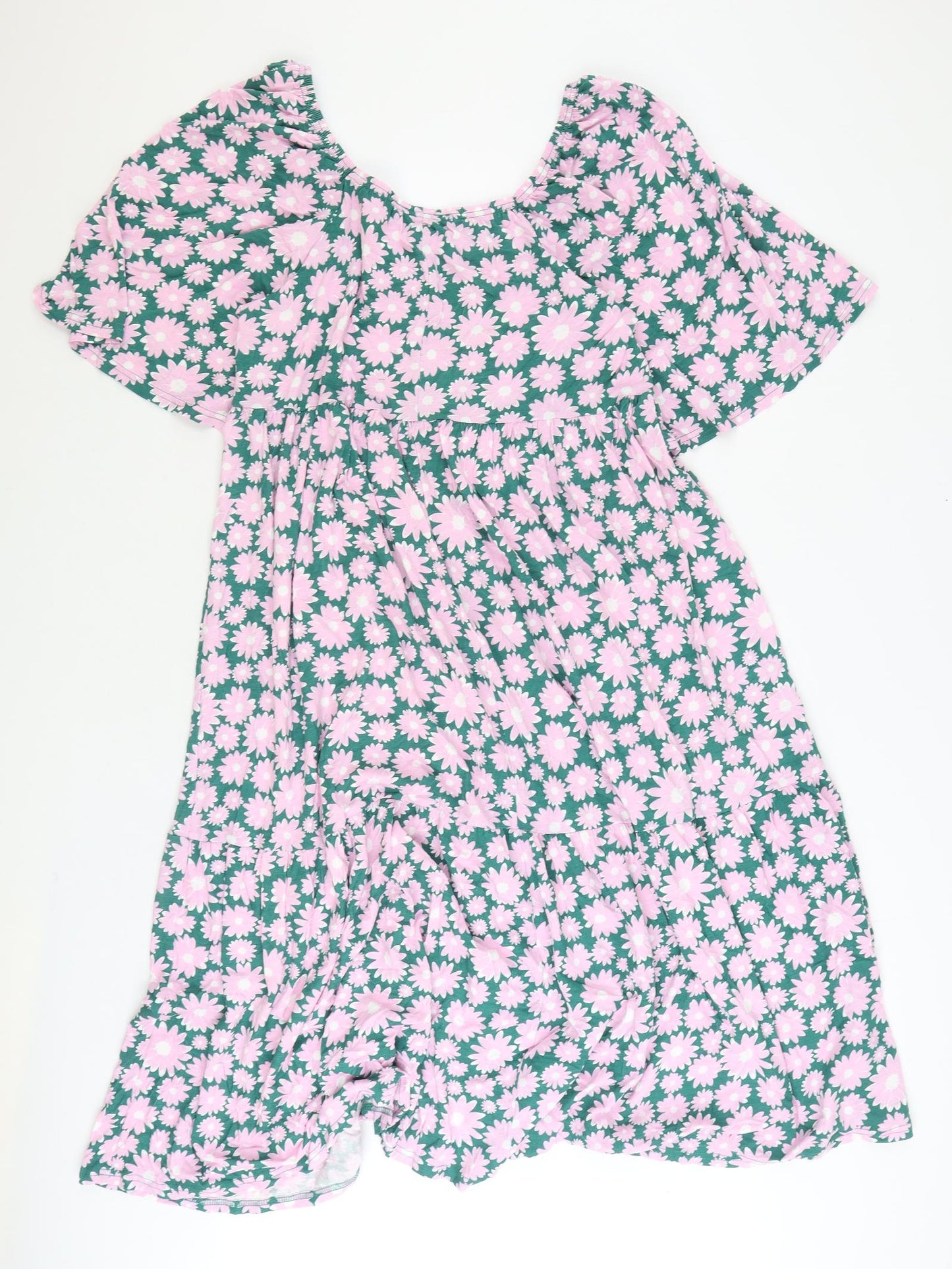 Yours Womens Pink Floral Viscose A-Line Size 16 Off the Shoulder Pullover