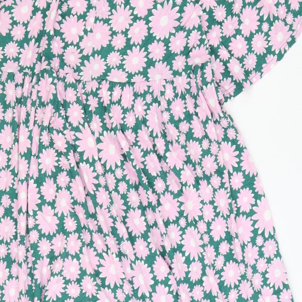 Yours Womens Pink Floral Viscose A-Line Size 16 Off the Shoulder Pullover