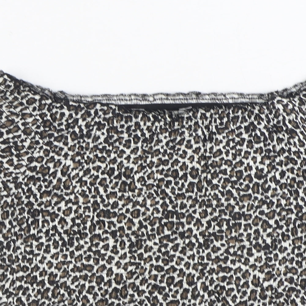 Primark Girls Brown Animal Print Polyester Basic Blouse Size 13 Years Off the Shoulder Pullover