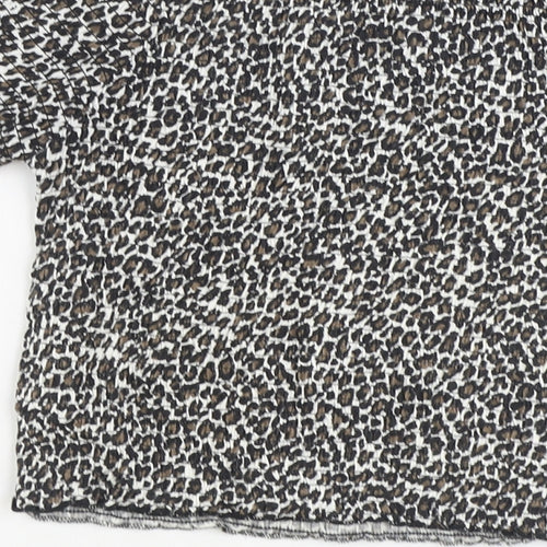 Primark Girls Brown Animal Print Polyester Basic Blouse Size 13 Years Off the Shoulder Pullover