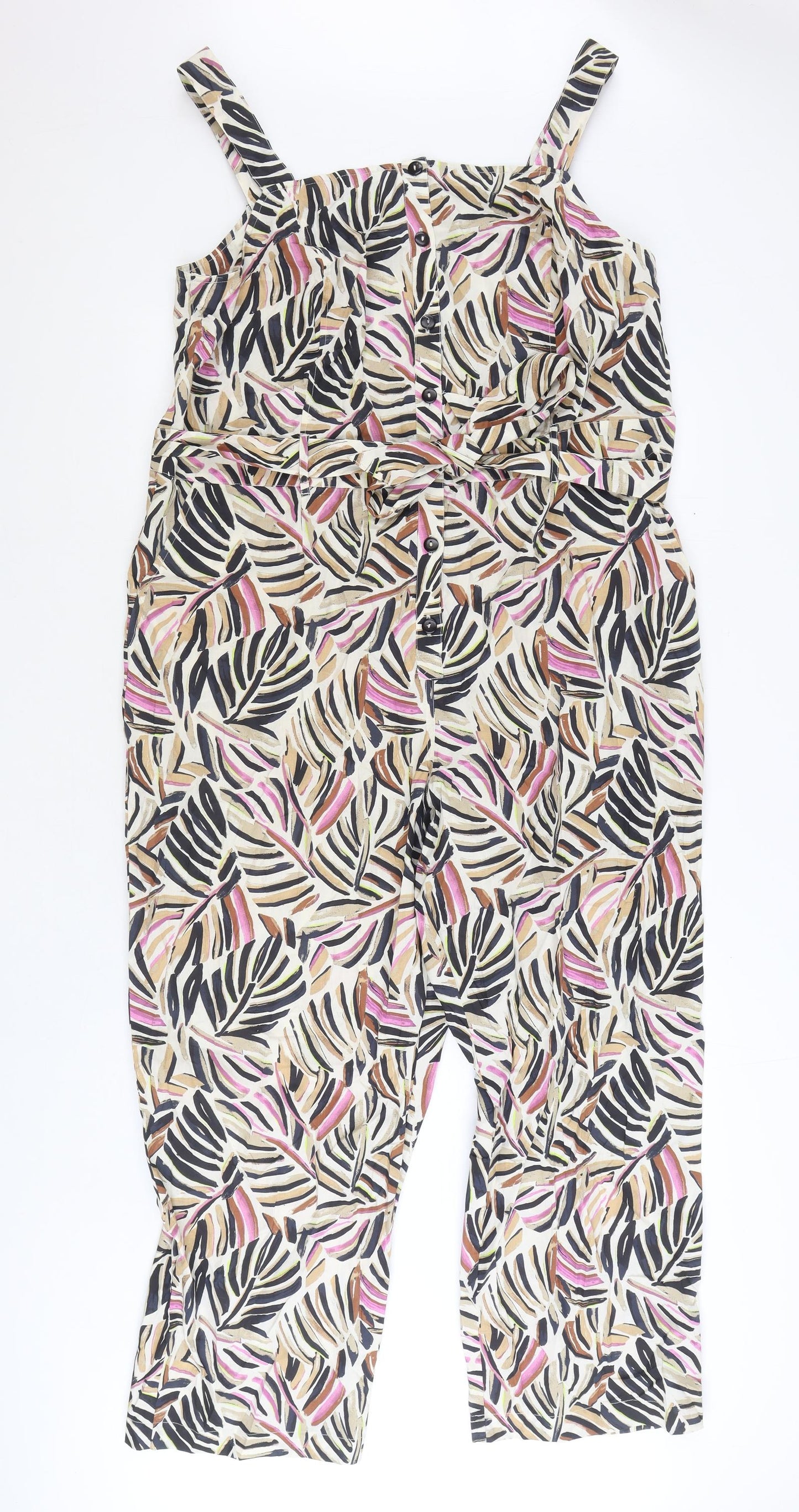 Monsoon Womens Multicoloured Geometric 100% Cotton Jumpsuit One-Piece Size 20 Pullover