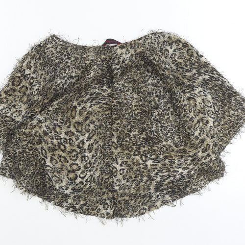Miss Selfridge Womens Brown Boat Neck Animal Print Polyester Pullover Jumper Size 8 - Leopard print