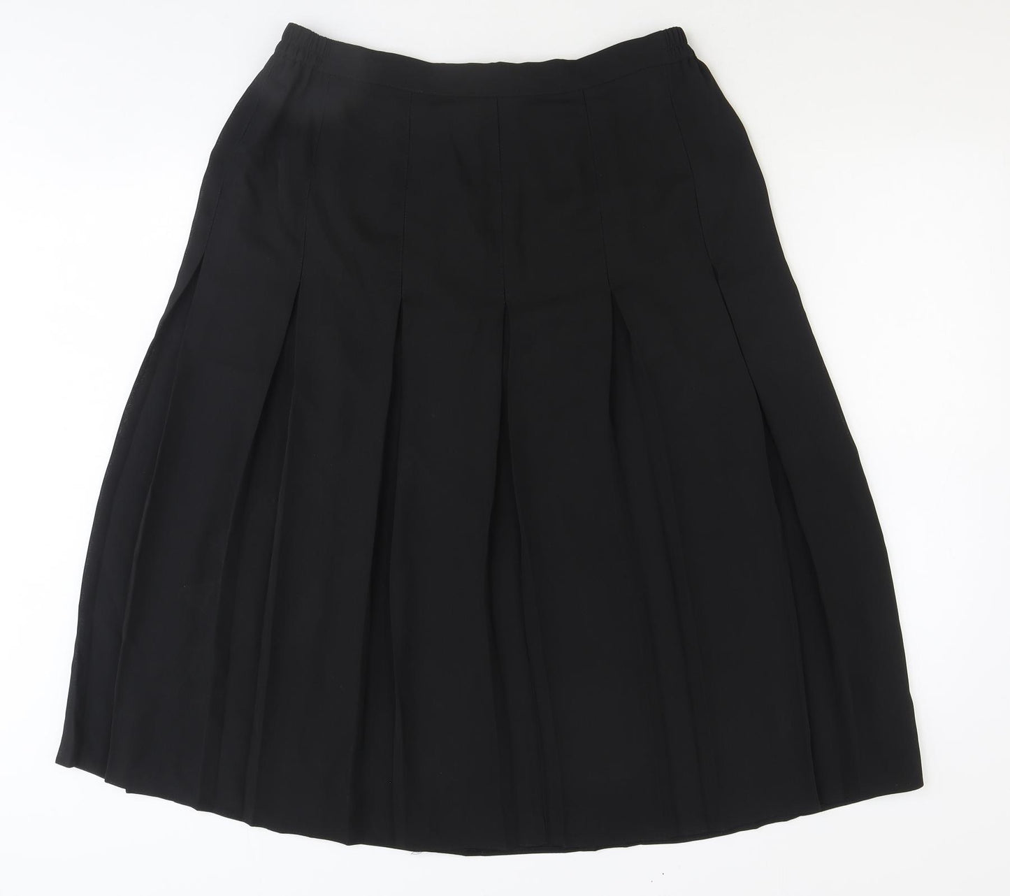 Preworn Womens Black Polyester Pleated Skirt Size 18 Zip