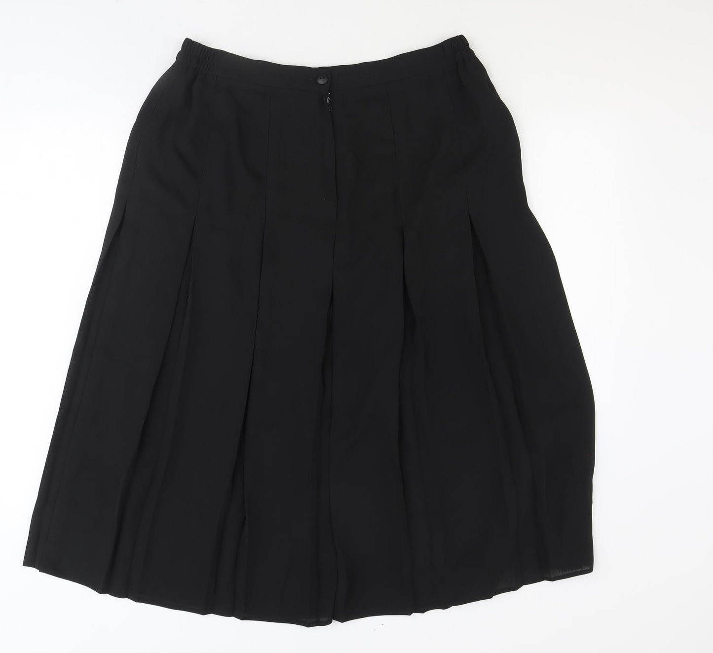 Preworn Womens Black Polyester Pleated Skirt Size 18 Zip