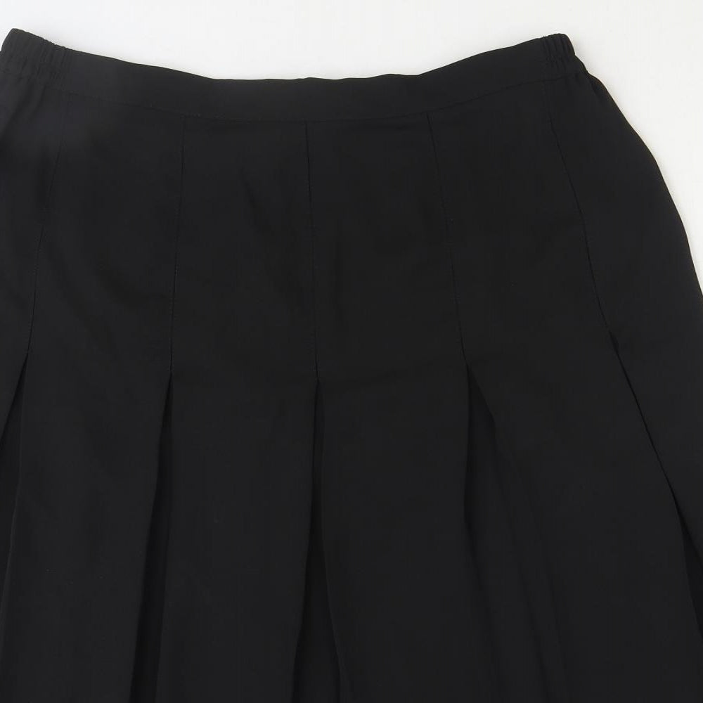 Preworn Womens Black Polyester Pleated Skirt Size 18 Zip