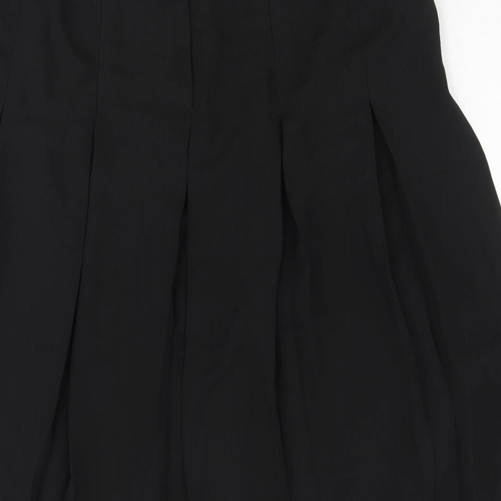 Preworn Womens Black Polyester Pleated Skirt Size 18 Zip
