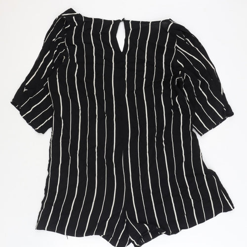 ASOS Womens Black Striped Polyester Playsuit One-Piece Size 12 Button