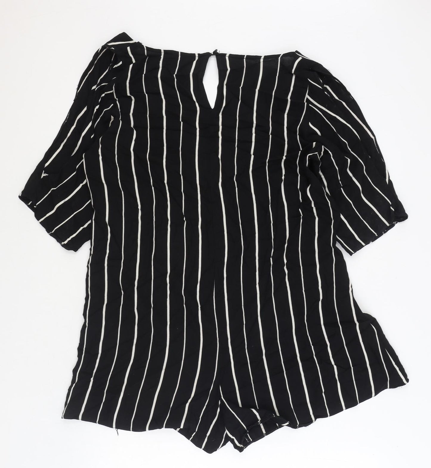 ASOS Womens Black Striped Polyester Playsuit One-Piece Size 12 Button
