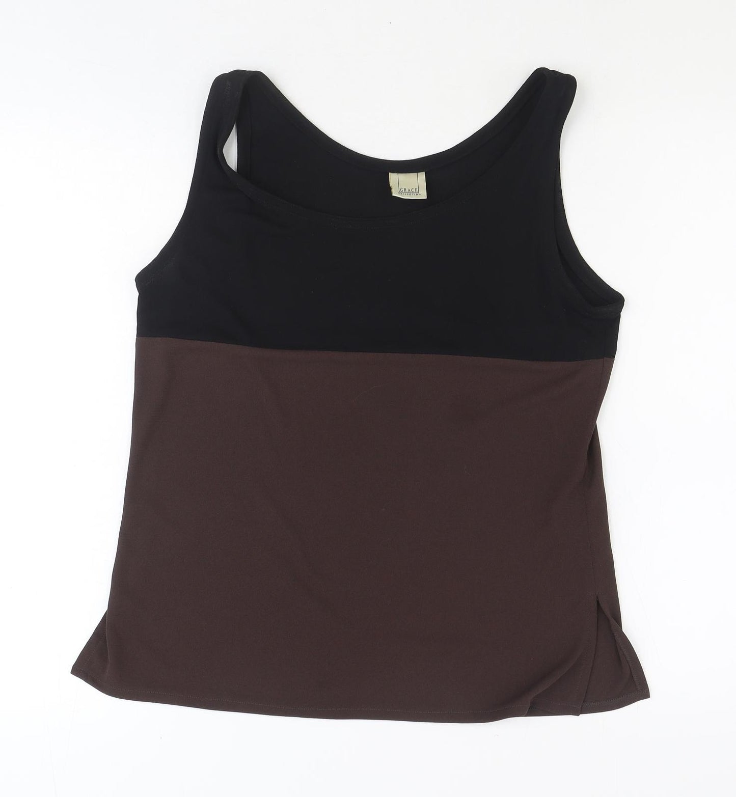 Grace Collection Womens Black Polyester Basic Tank Size 12 Scoop Neck