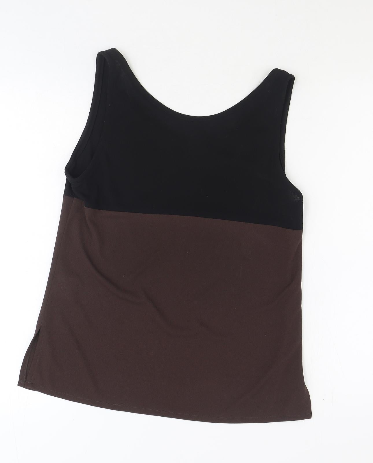 Grace Collection Womens Black Polyester Basic Tank Size 12 Scoop Neck