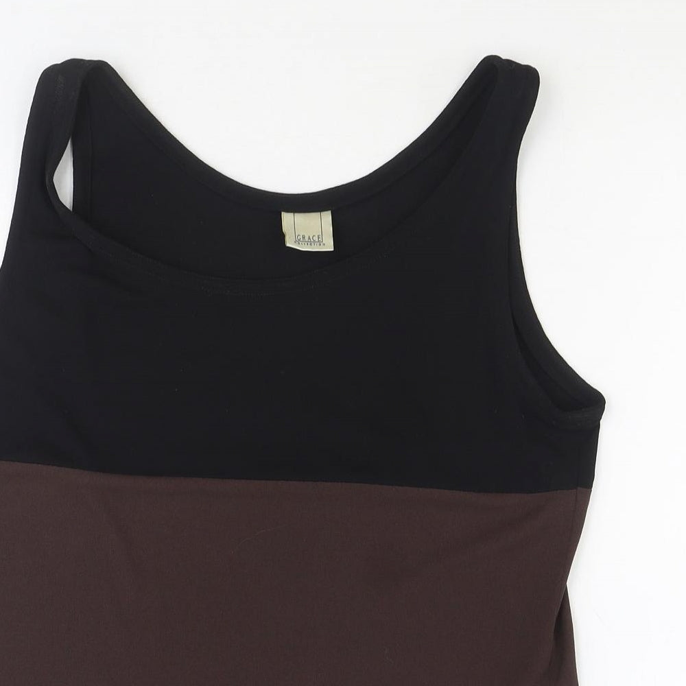 Grace Collection Womens Black Polyester Basic Tank Size 12 Scoop Neck