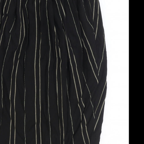 Warehouse Womens Black Striped Viscose Tulip Skirt Size 10 Button